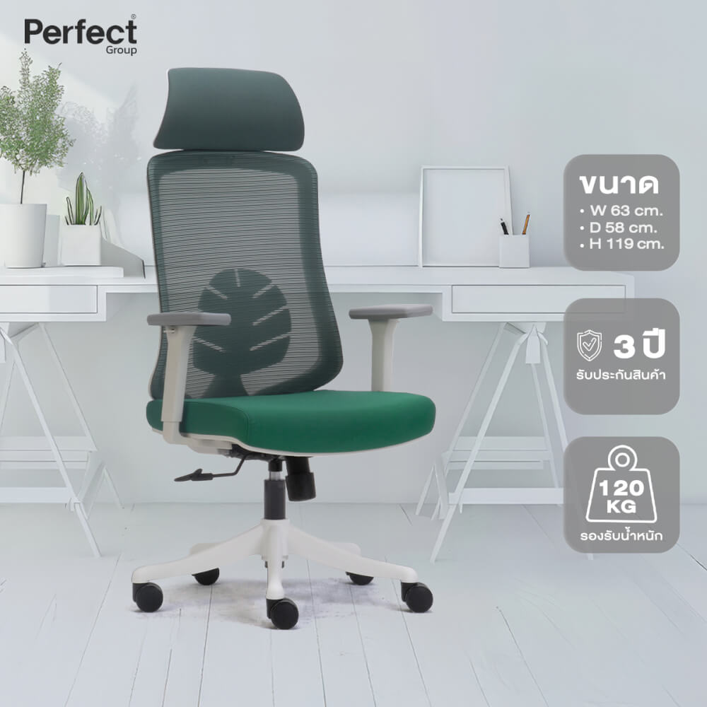 เก้าอี้ทำงานเพื่อสุขภาพ Perfect LEAF SERIES รุ่น POF-A089 สีเขียว